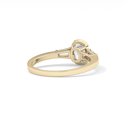 Cushion Three Stone Lab Grown Diamond Engagement Ring