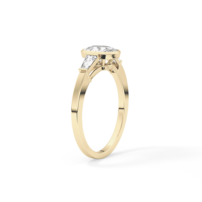 Cushion Three Stone Lab Grown Diamond Engagement Ring