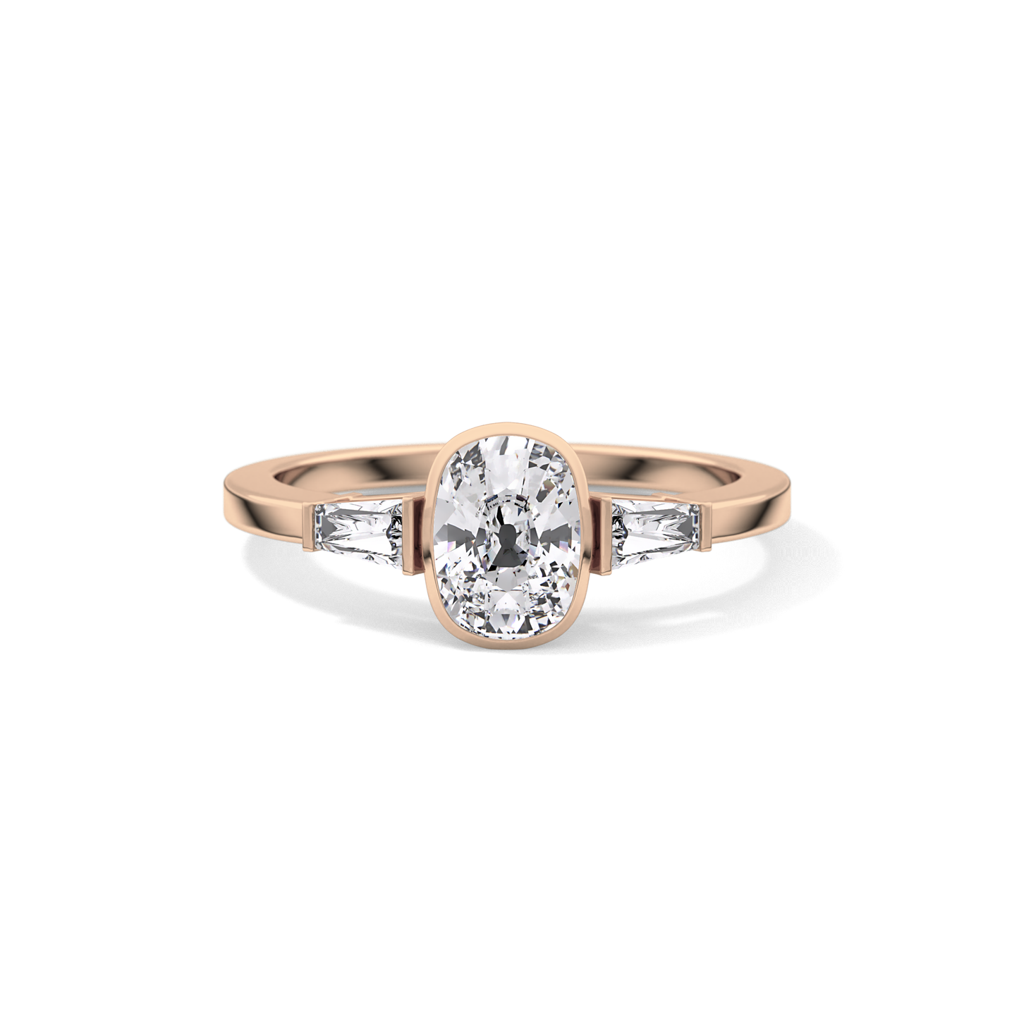 Cushion Three Stone Lab Grown Diamond Engagement Ring
