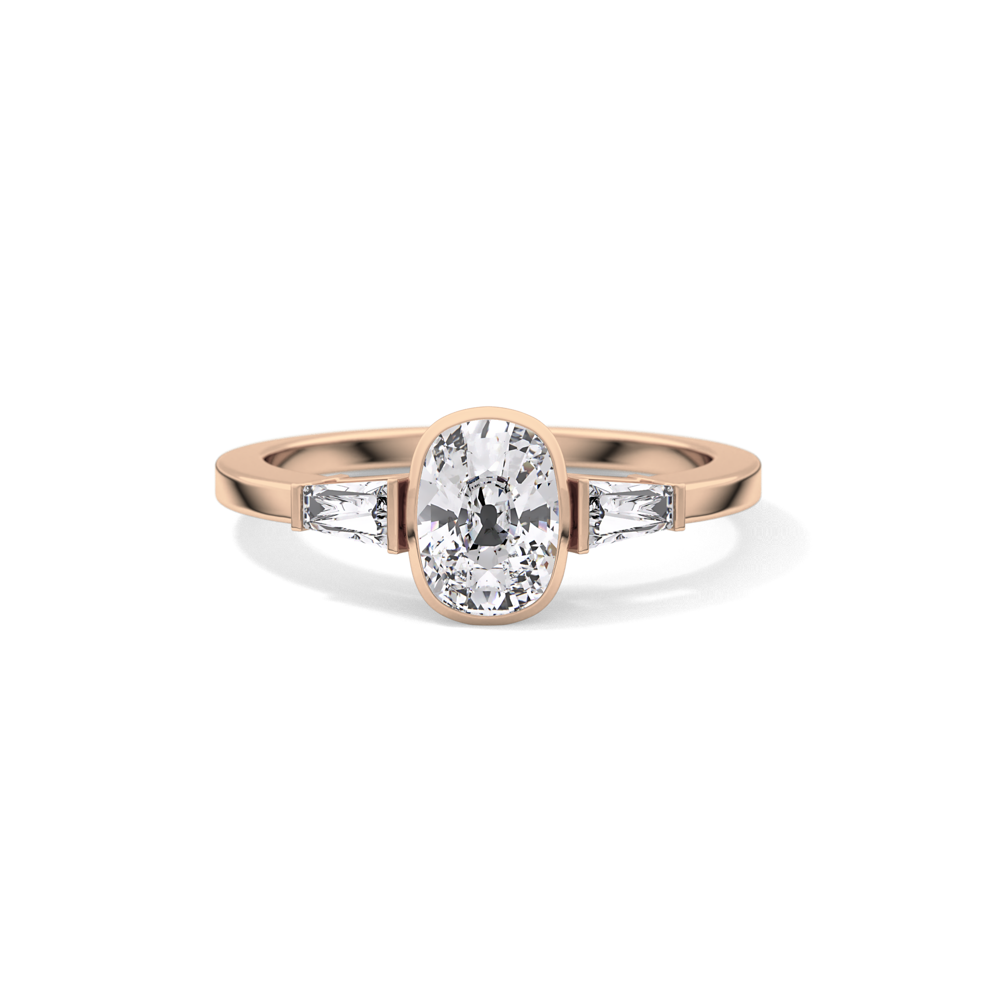 Cushion Three Stone Lab Grown Diamond Engagement Ring