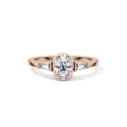 Cushion Three Stone Lab Grown Diamond Engagement Ring
