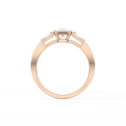 Cushion Three Stone Lab Grown Diamond Engagement Ring