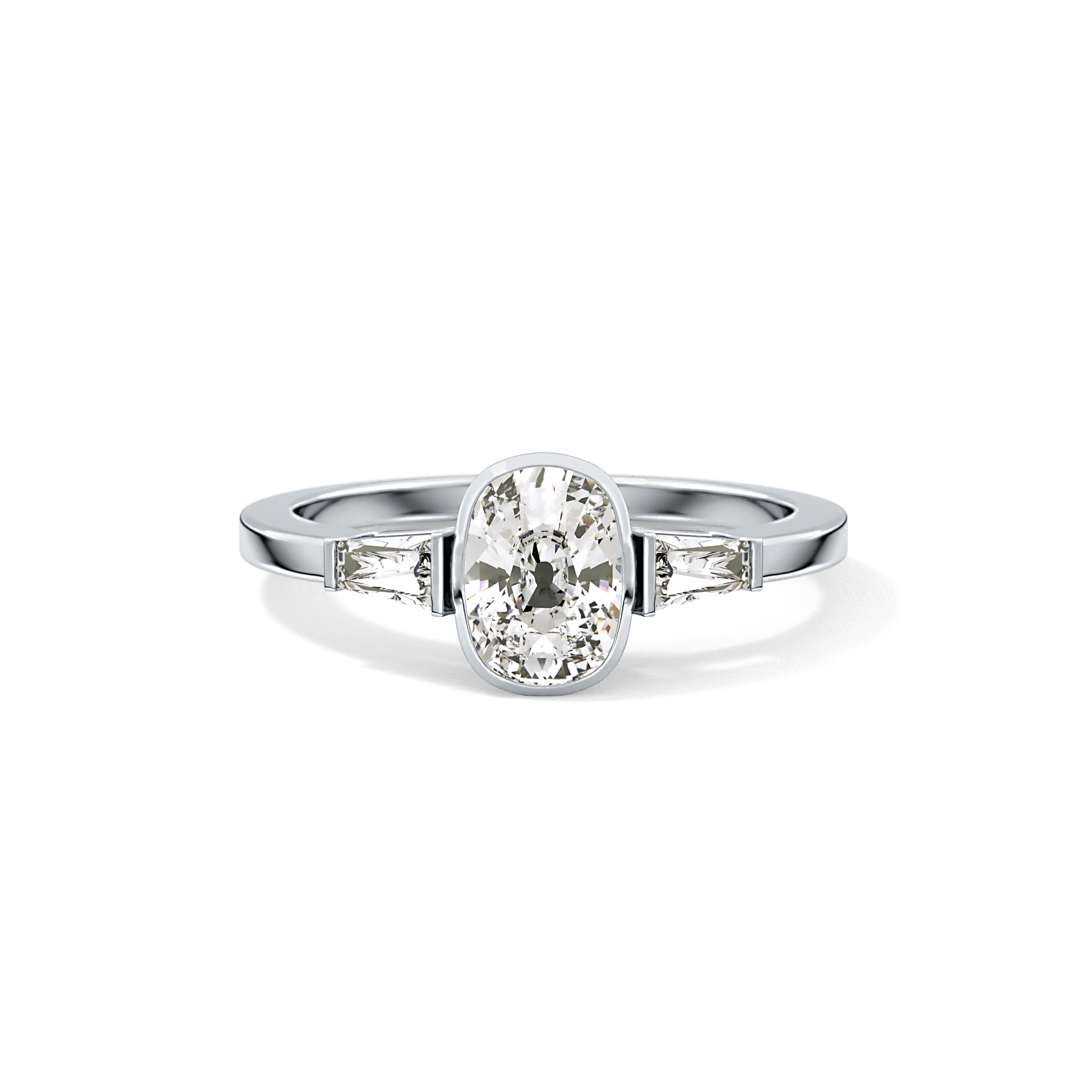 Cushion Three Stone Lab Grown Diamond Engagement Ring