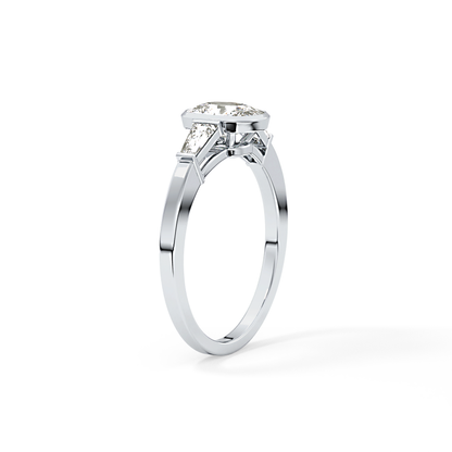 Cushion Three Stone Lab Grown Diamond Engagement Ring