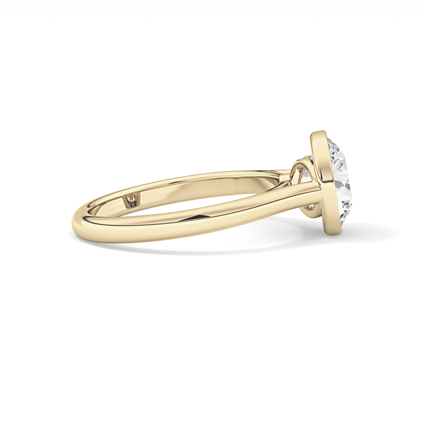 Round Solitaire Bezel Lab Grown Diamond Engagement Ring