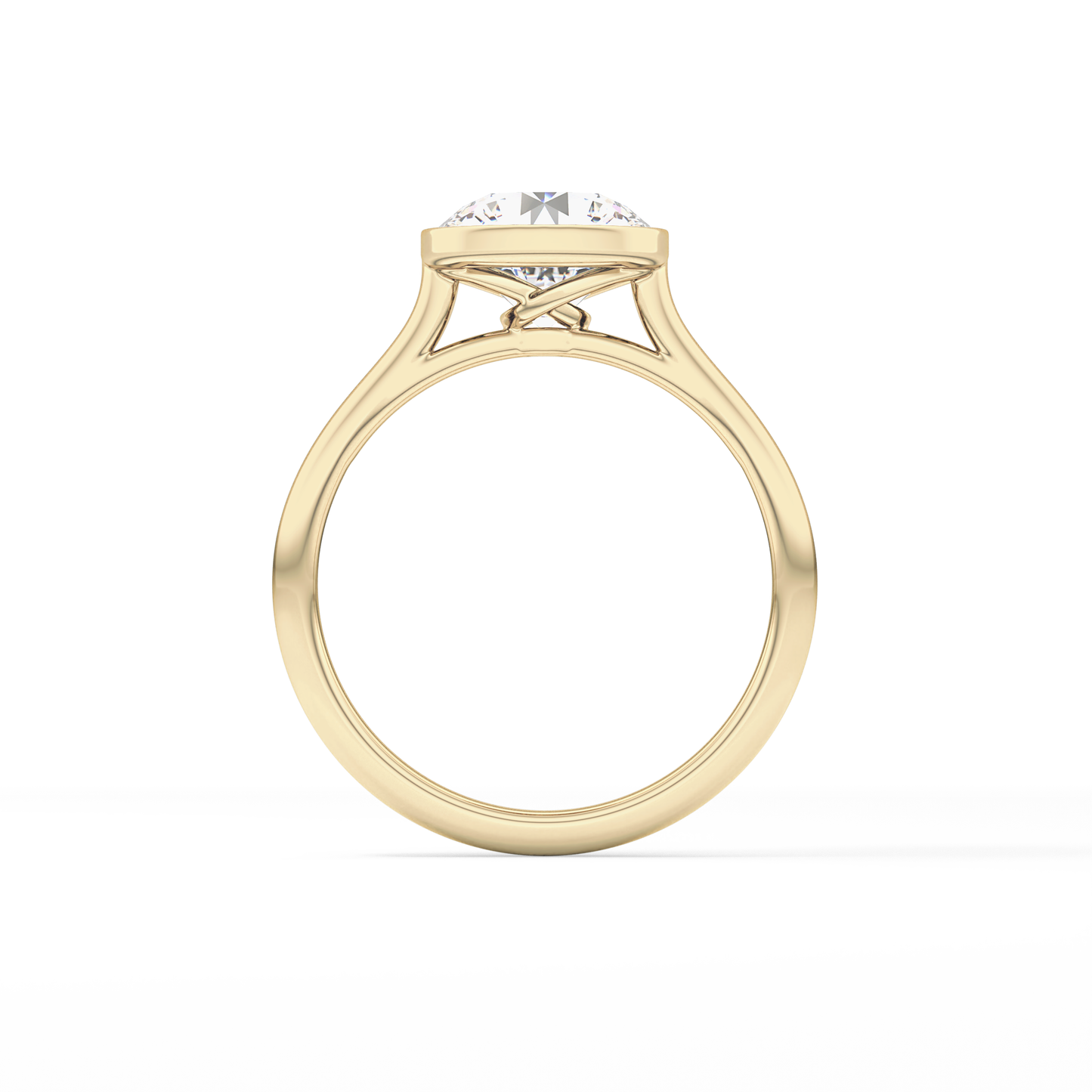 Round Solitaire Bezel Lab Grown Diamond Engagement Ring
