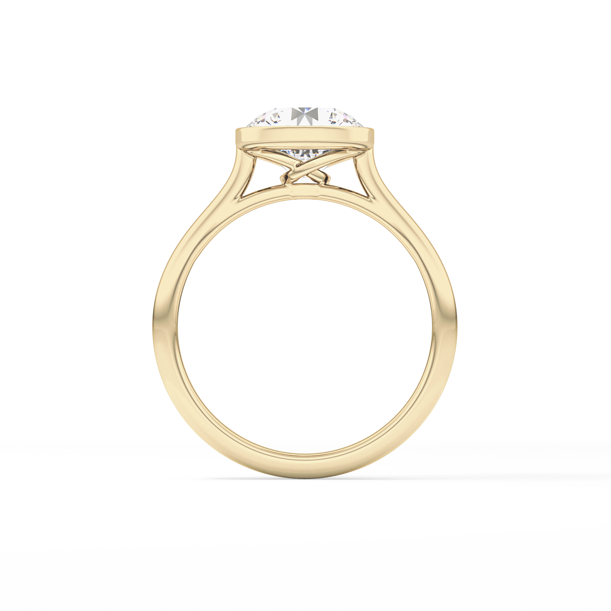 Round Solitaire Bezel Lab Grown Diamond Engagement Ring
