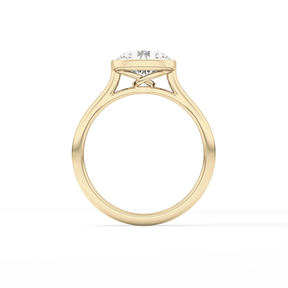 Round Solitaire Bezel Lab Grown Diamond Engagement Ring