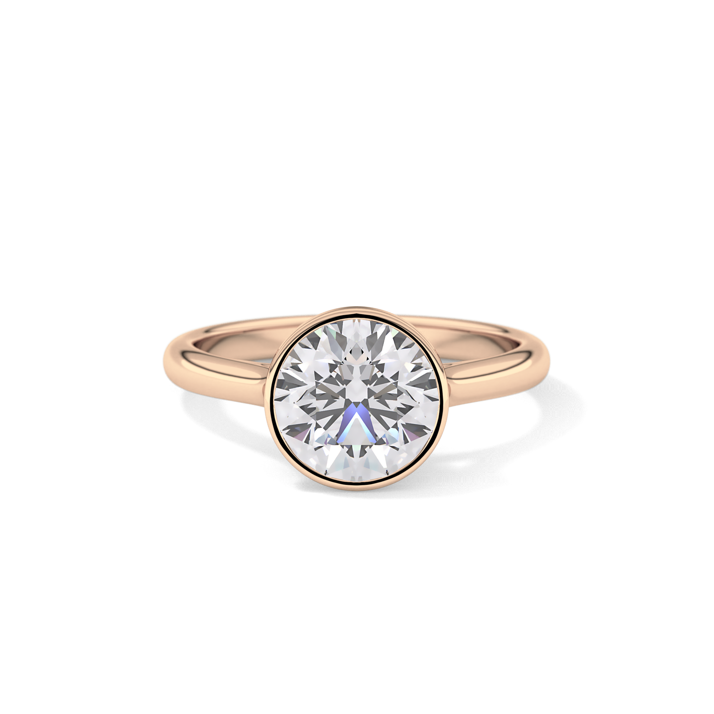 Round Solitaire Bezel Lab Grown Diamond Engagement Ring