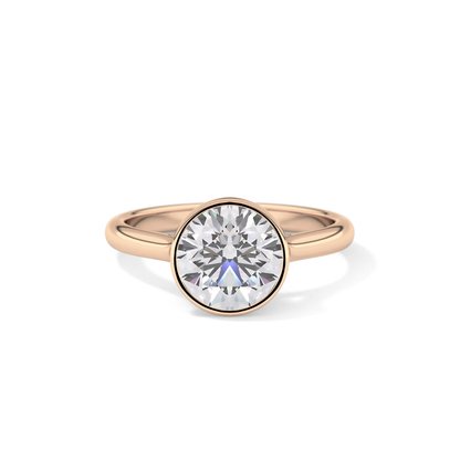 Round Solitaire Bezel Lab Grown Diamond Engagement Ring