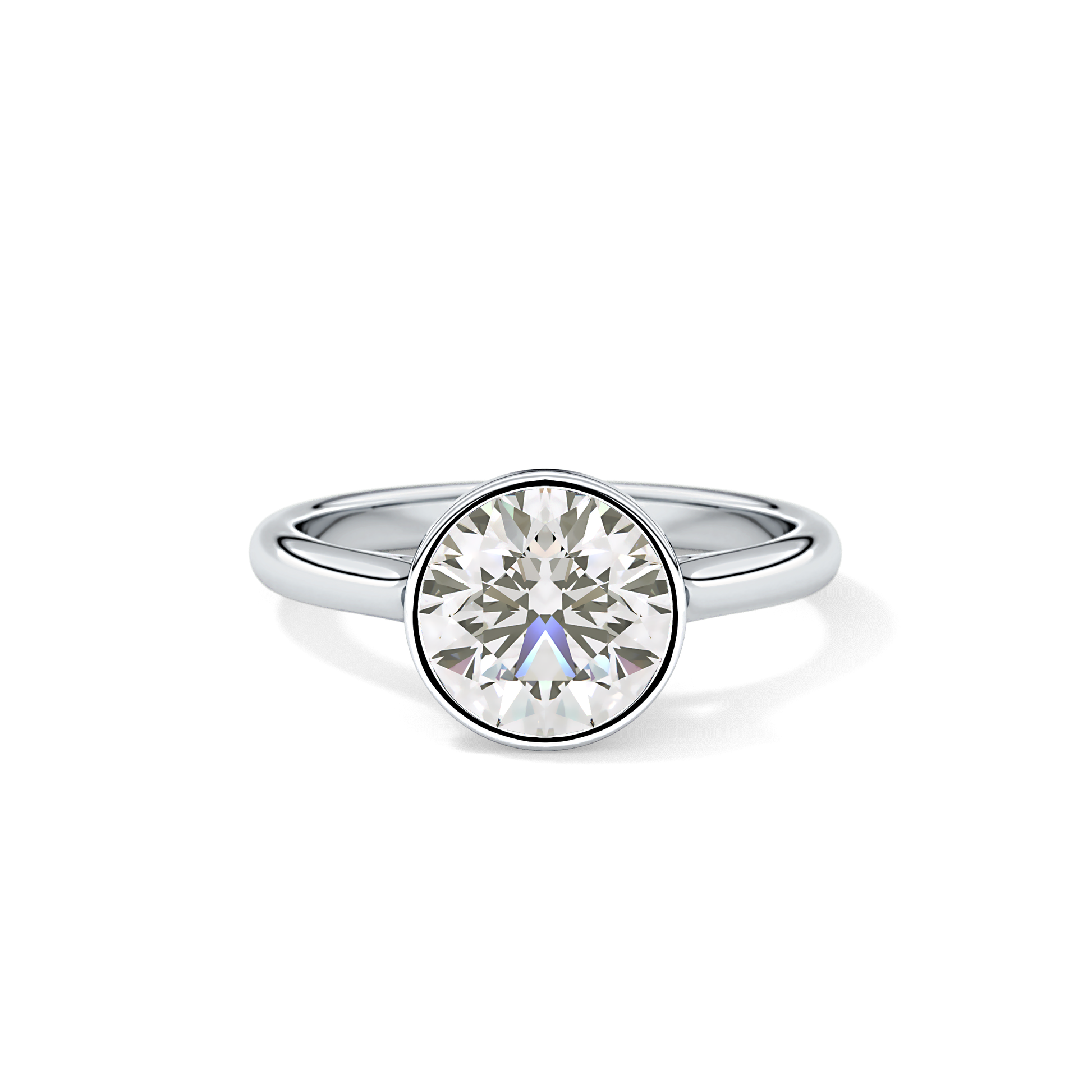 Round Solitaire Bezel Lab Grown Diamond Engagement Ring