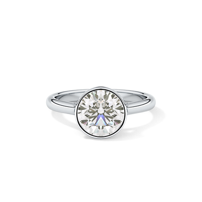 Round Solitaire Bezel Lab Grown Diamond Engagement Ring