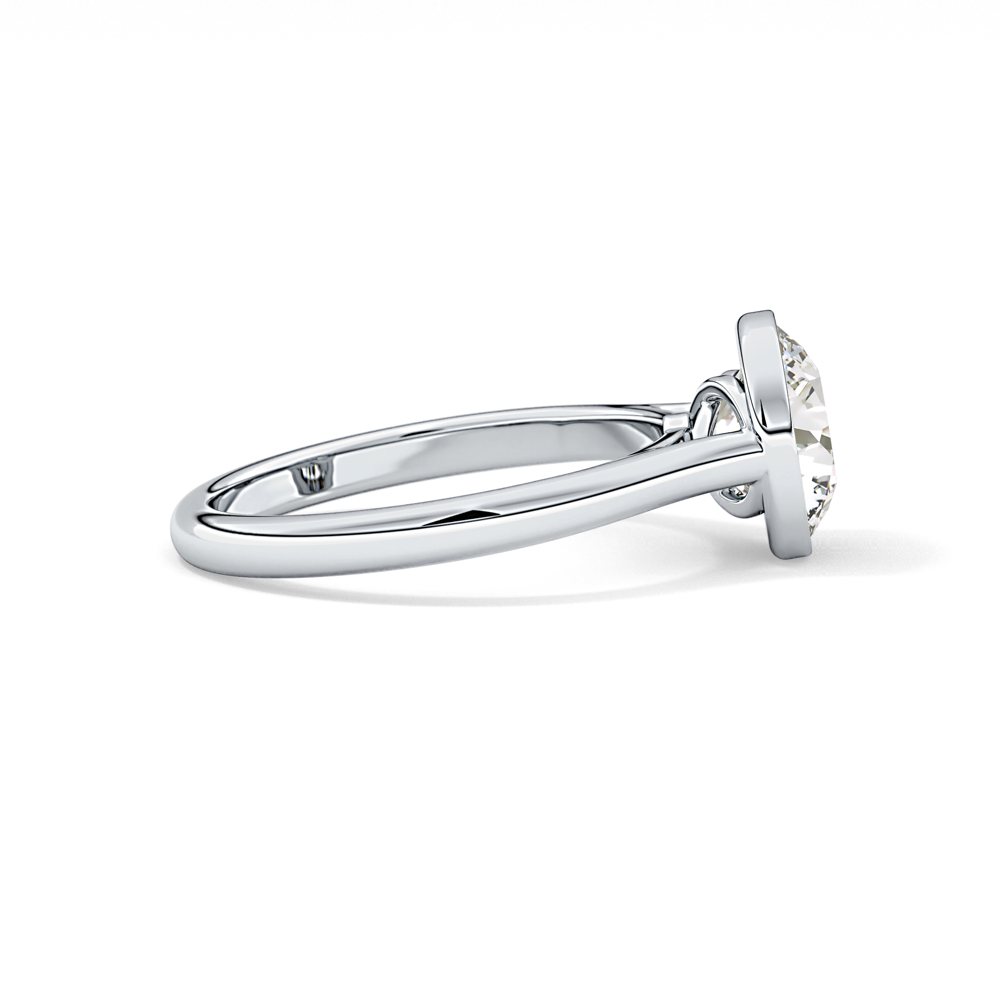 Round Solitaire Bezel Lab Grown Diamond Engagement Ring
