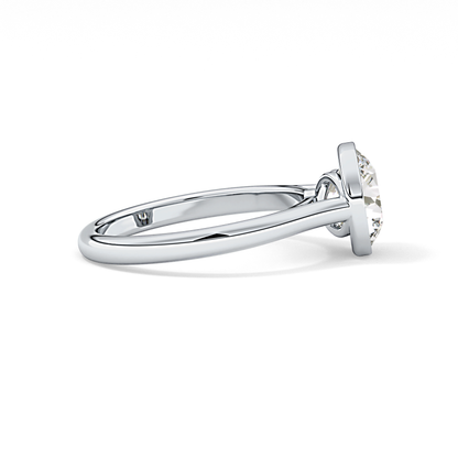 Round Solitaire Bezel Lab Grown Diamond Engagement Ring