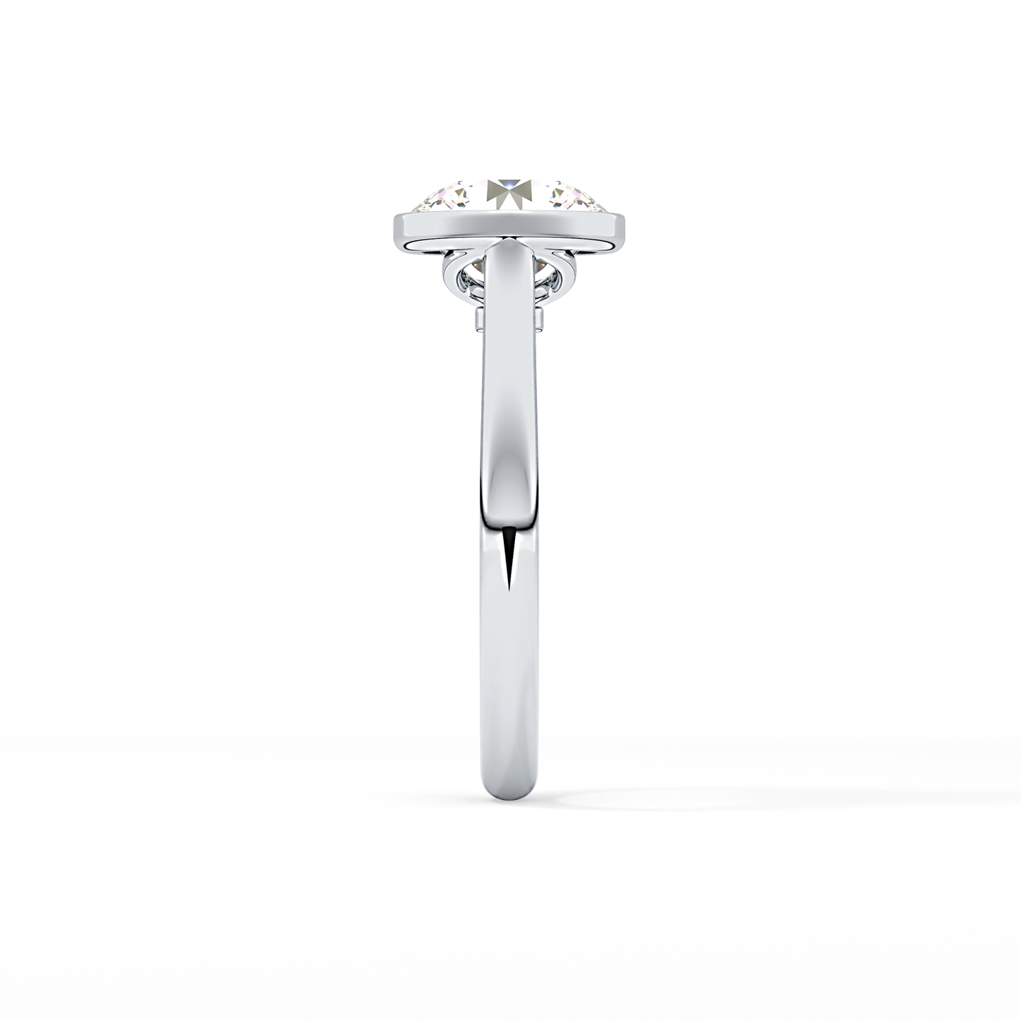 Round Solitaire Bezel Lab Grown Diamond Engagement Ring