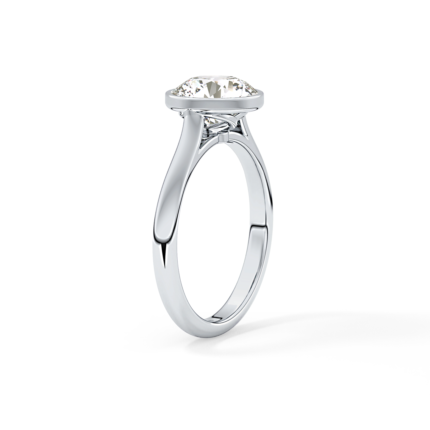 Round Solitaire Bezel Lab Grown Diamond Engagement Ring