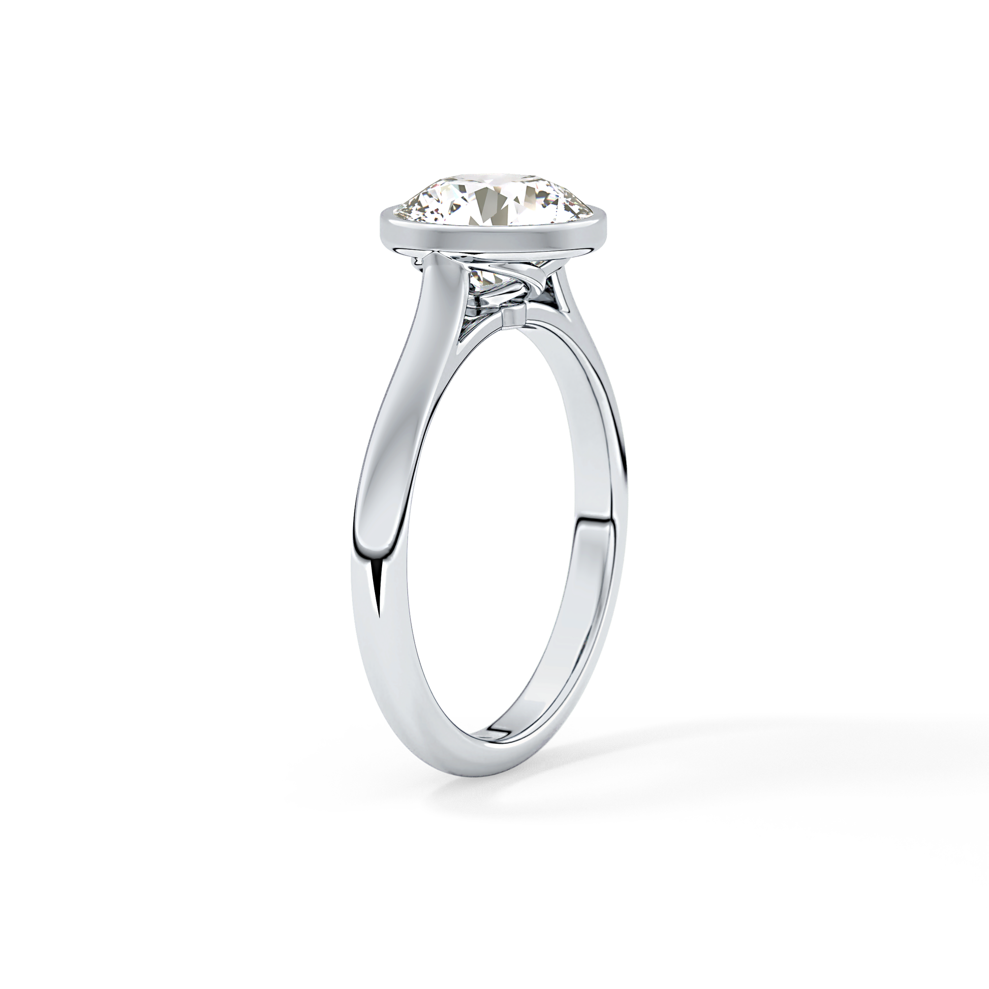 Round Solitaire Bezel Lab Grown Diamond Engagement Ring