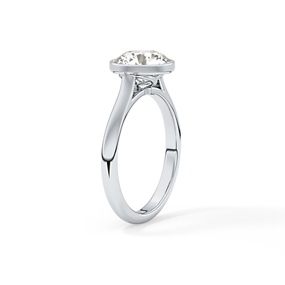 Round Solitaire Bezel Lab Grown Diamond Engagement Ring