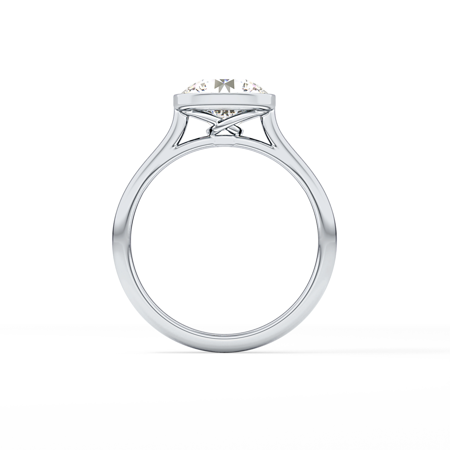 Round Solitaire Bezel Lab Grown Diamond Engagement Ring