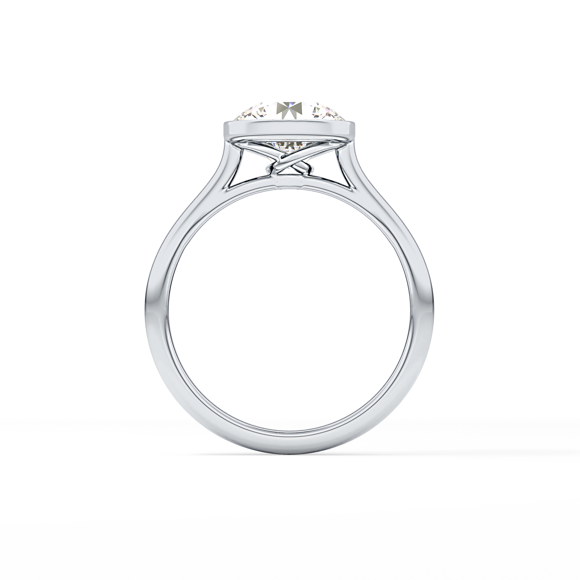 Round Solitaire Bezel Lab Grown Diamond Engagement Ring