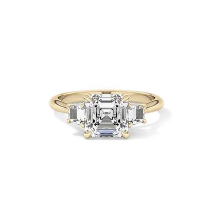 Asscher Three Stones Lab Grown Diamond Engagement Ring