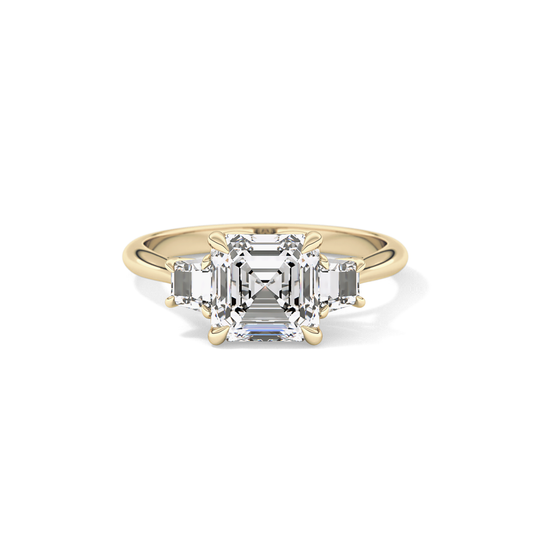 Asscher Three Stones Lab Grown Diamond Engagement Ring