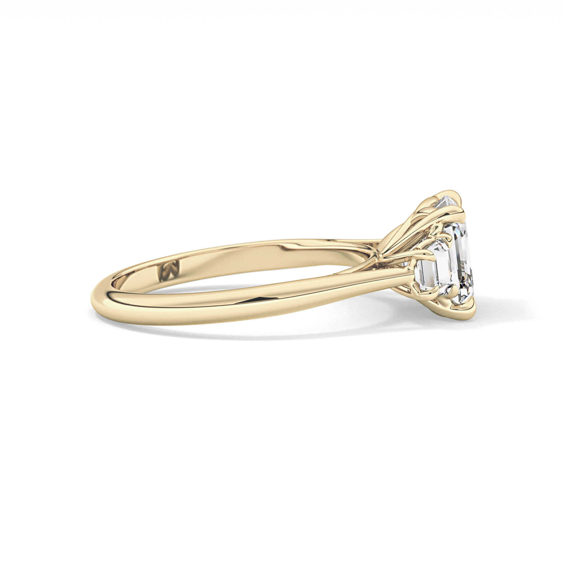 Asscher Three Stones Lab Grown Diamond Engagement Ring