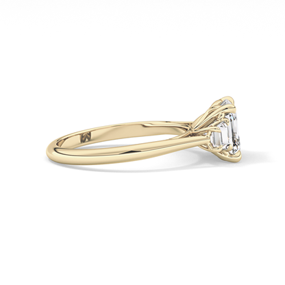 Asscher Three Stones Lab Grown Diamond Engagement Ring