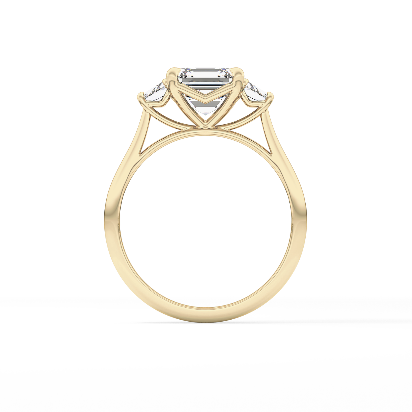 Asscher Three Stones Lab Grown Diamond Engagement Ring