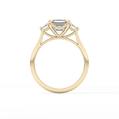 Asscher Three Stones Lab Grown Diamond Engagement Ring