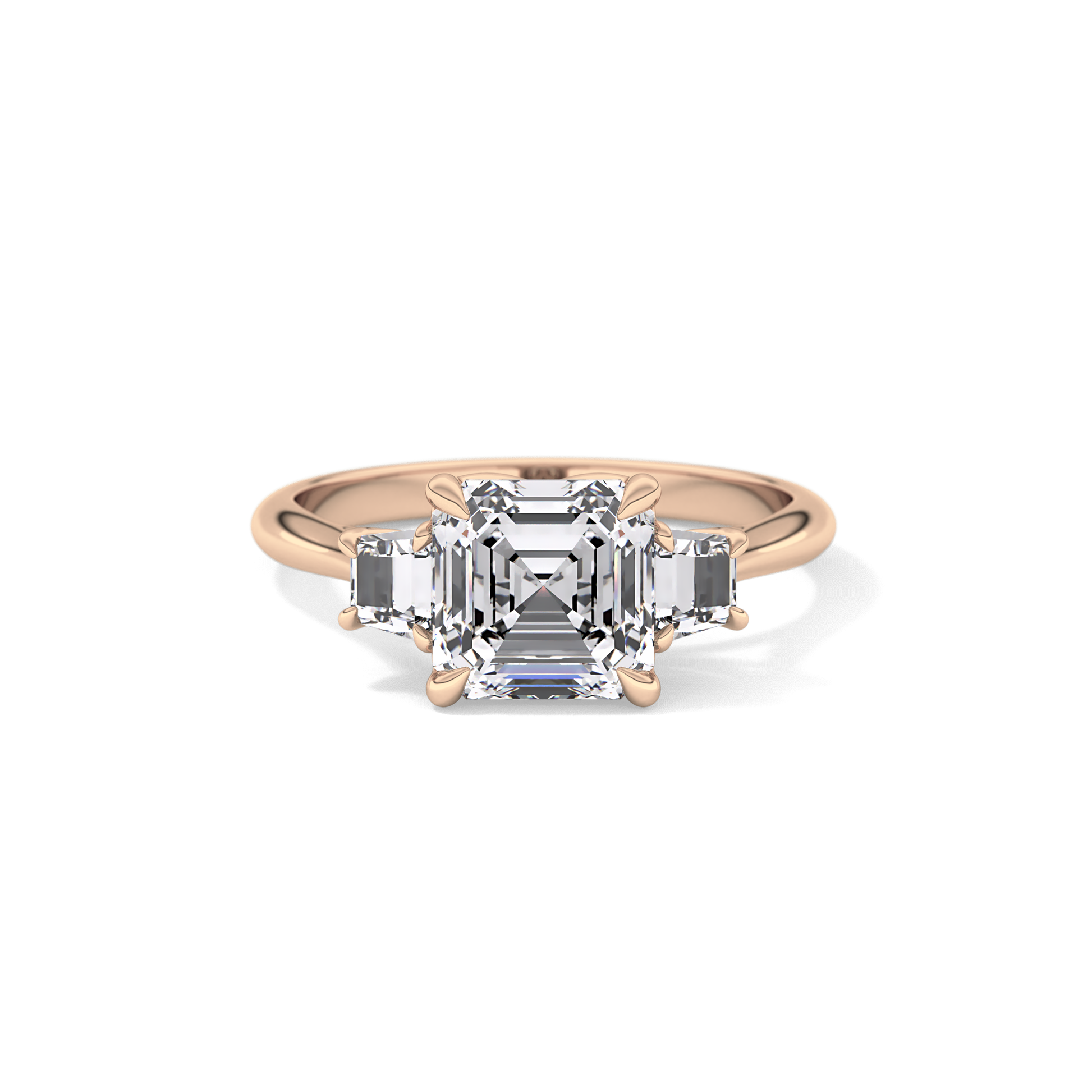 Asscher Three Stones Lab Grown Diamond Engagement Ring