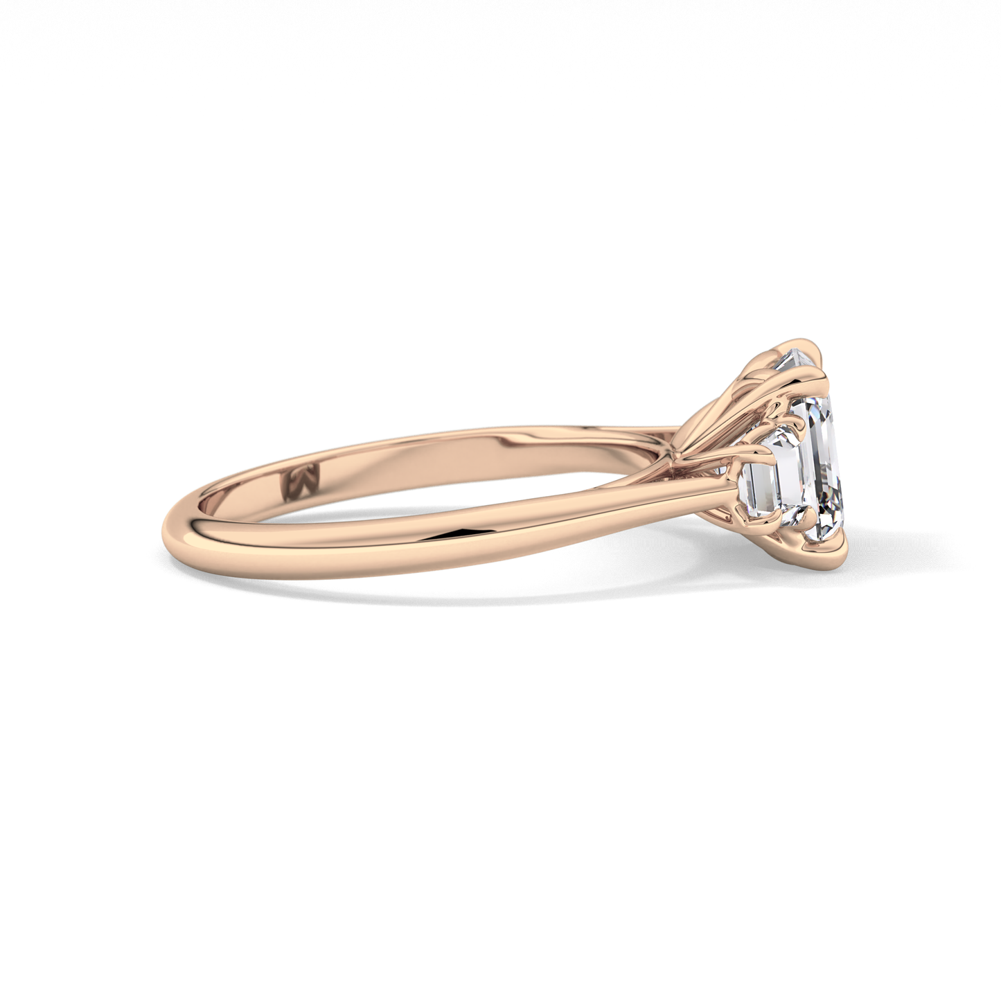 Asscher Three Stones Lab Grown Diamond Engagement Ring