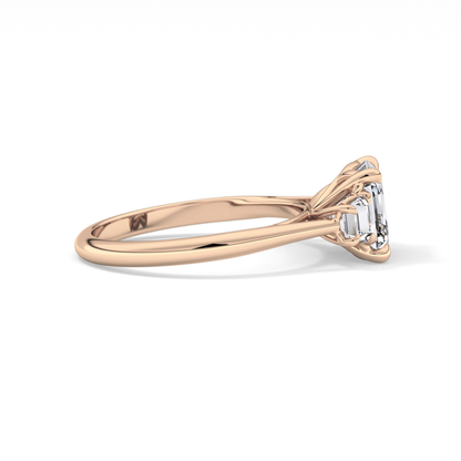 Asscher Three Stones Lab Grown Diamond Engagement Ring