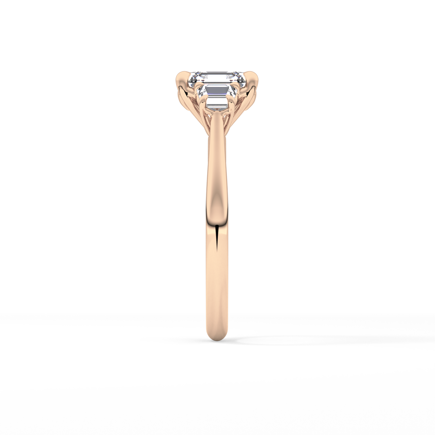 Asscher Three Stones Lab Grown Diamond Engagement Ring
