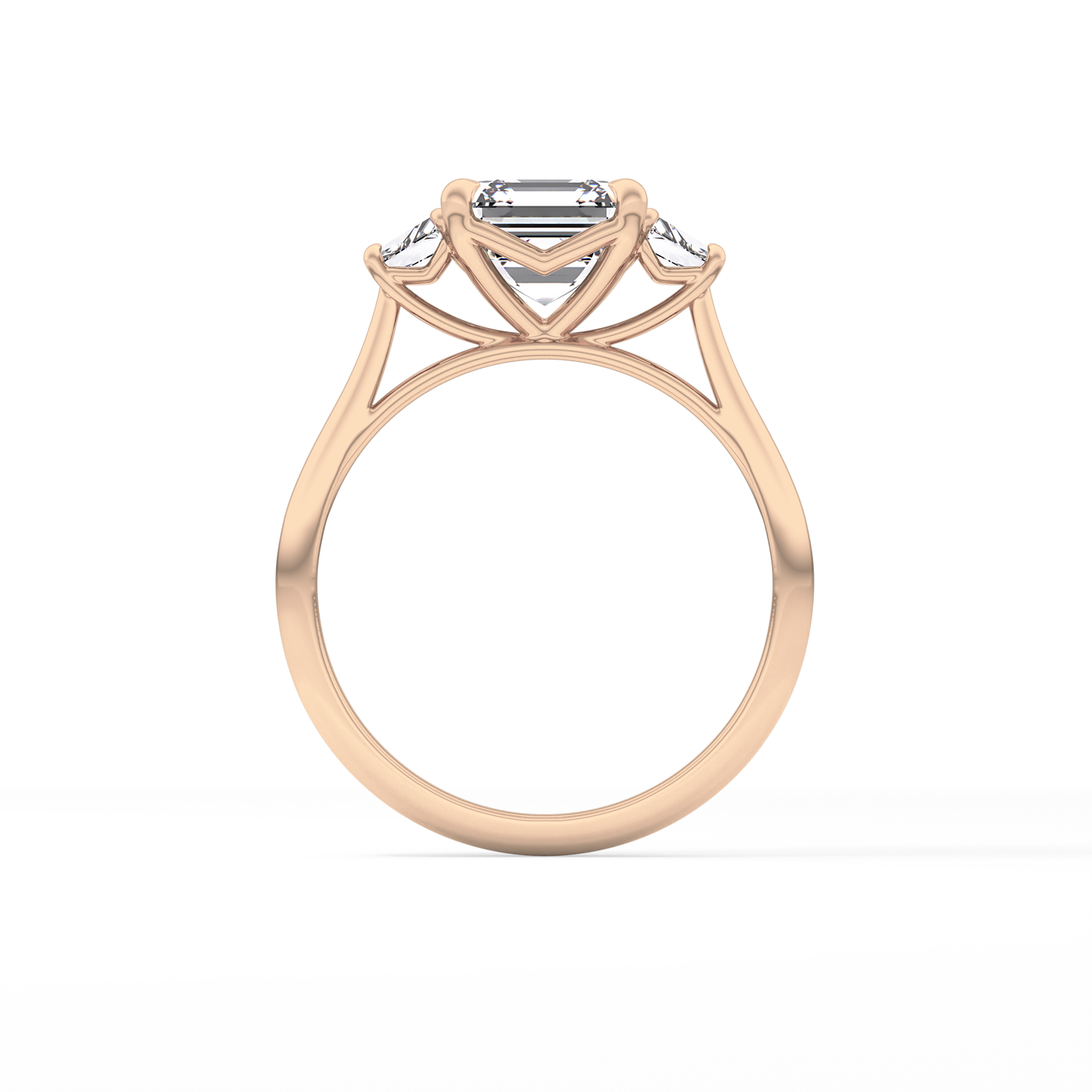 Asscher Three Stones Lab Grown Diamond Engagement Ring