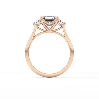 Asscher Three Stones Lab Grown Diamond Engagement Ring