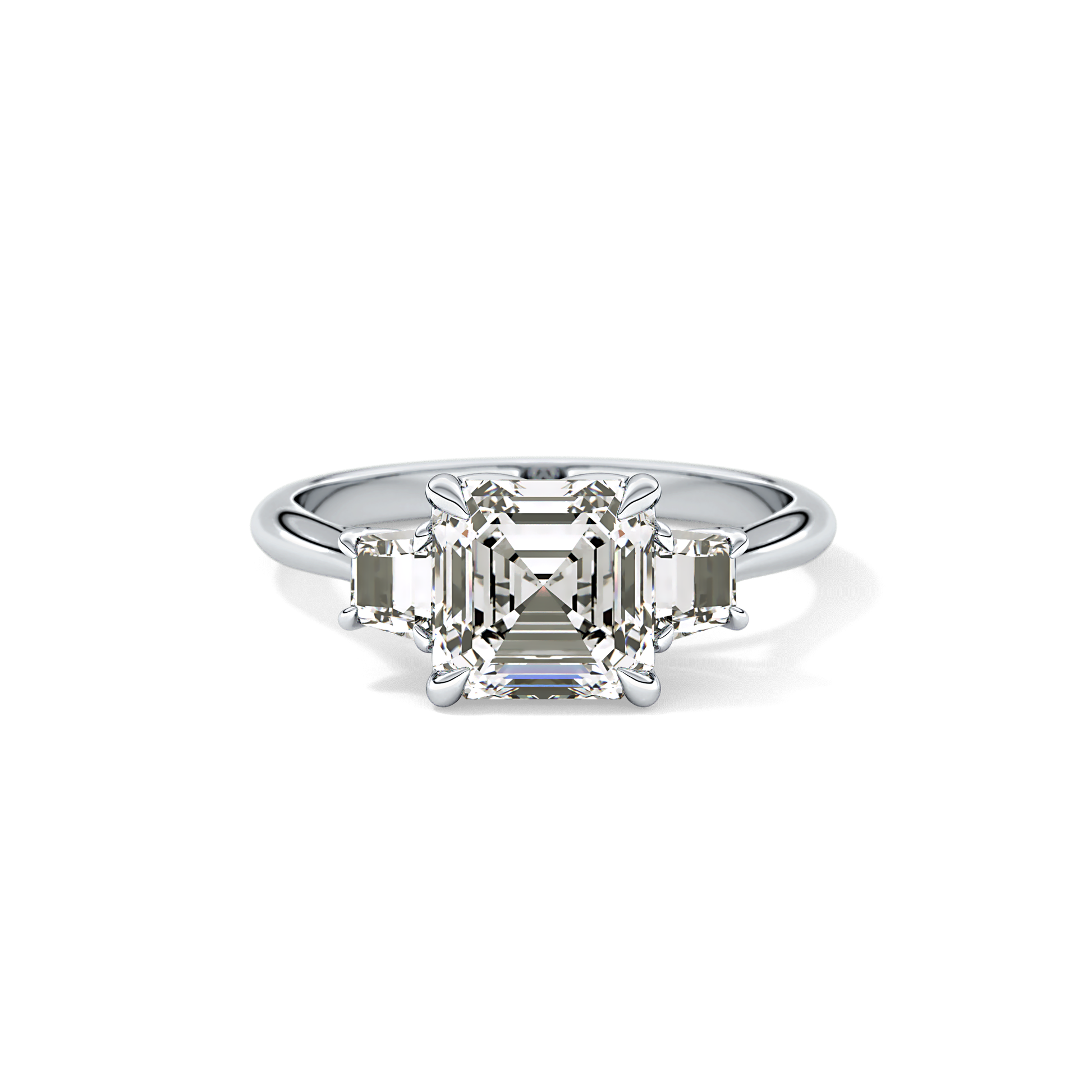 Asscher Three Stones Lab Grown Diamond Engagement Ring