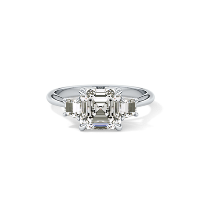 Asscher Three Stones Lab Grown Diamond Engagement Ring