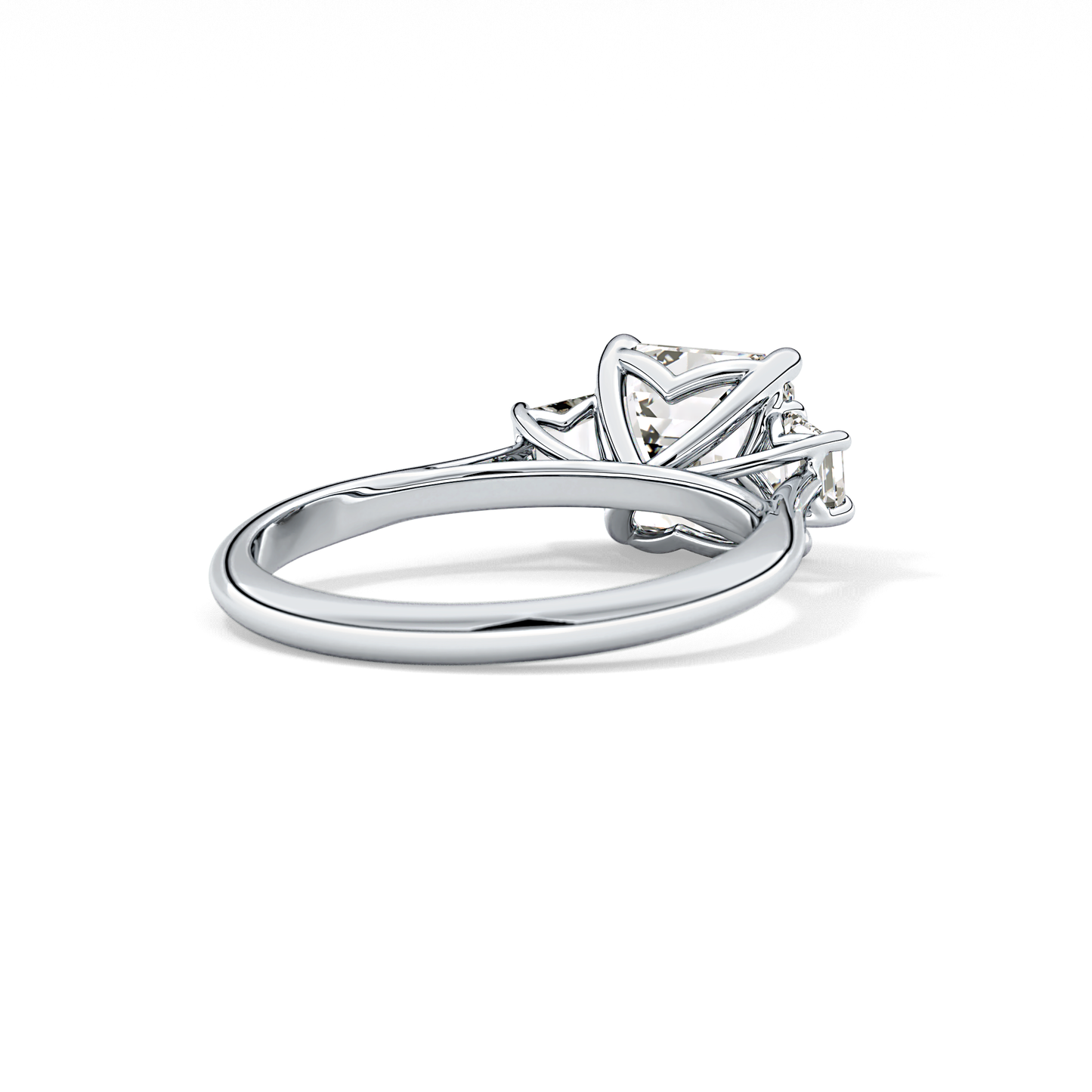 Asscher Three Stones Lab Grown Diamond Engagement Ring