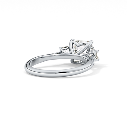 Asscher Three Stones Lab Grown Diamond Engagement Ring