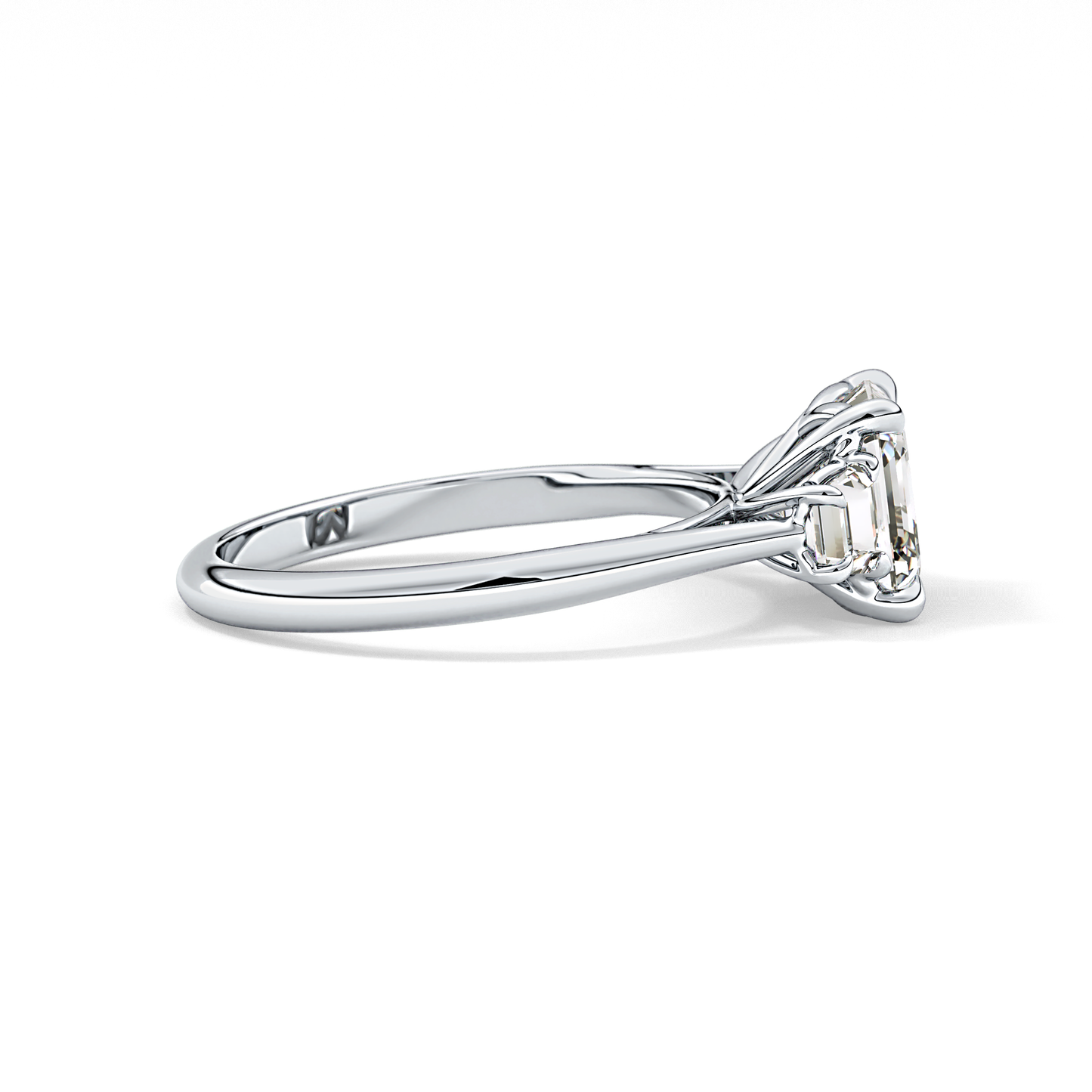 Asscher Three Stones Lab Grown Diamond Engagement Ring