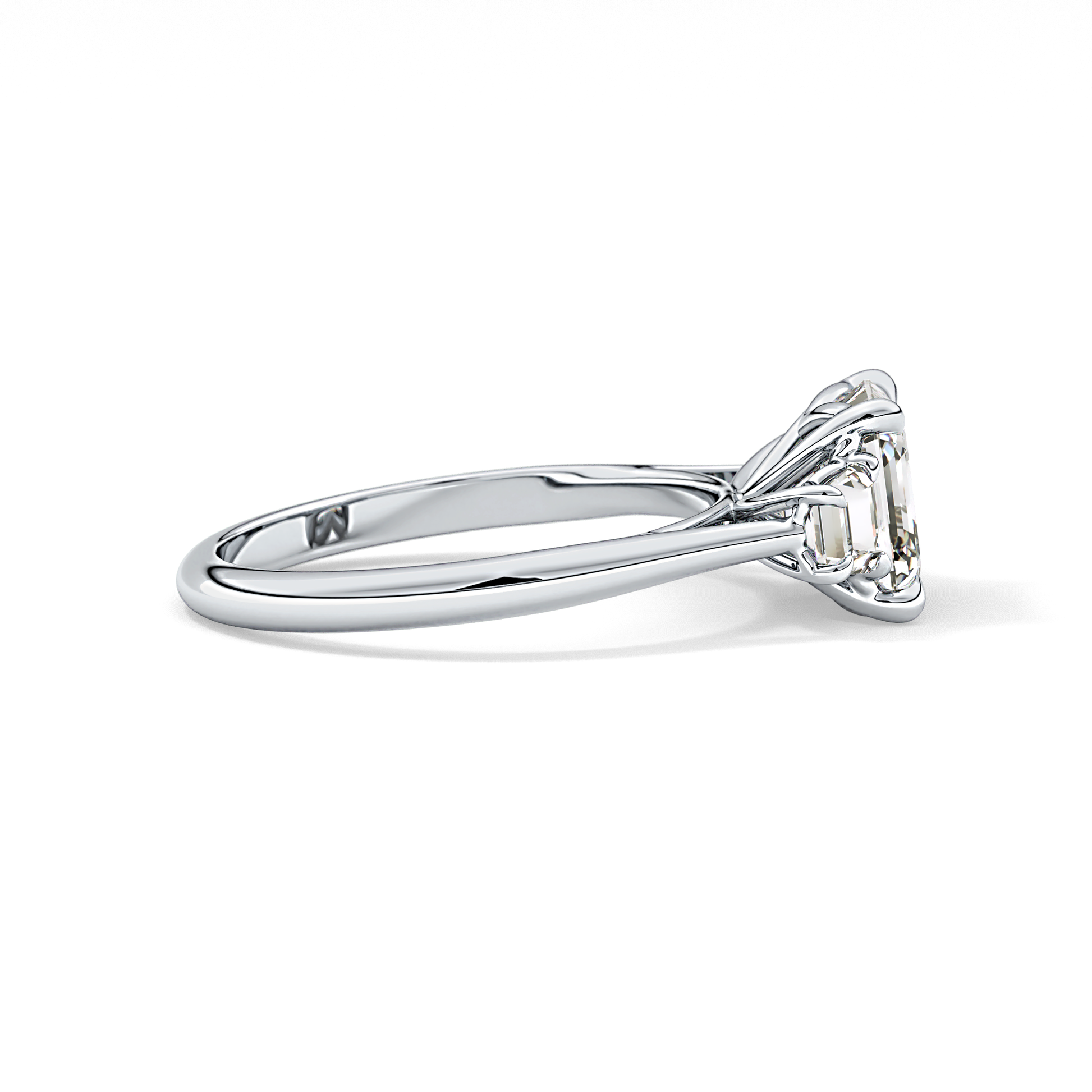 Asscher Three Stones Lab Grown Diamond Engagement Ring