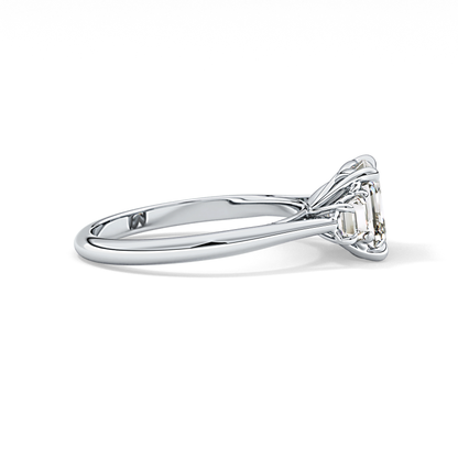 Asscher Three Stones Lab Grown Diamond Engagement Ring