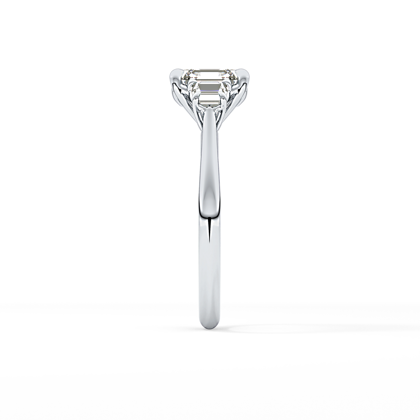 Asscher Three Stones Lab Grown Diamond Engagement Ring