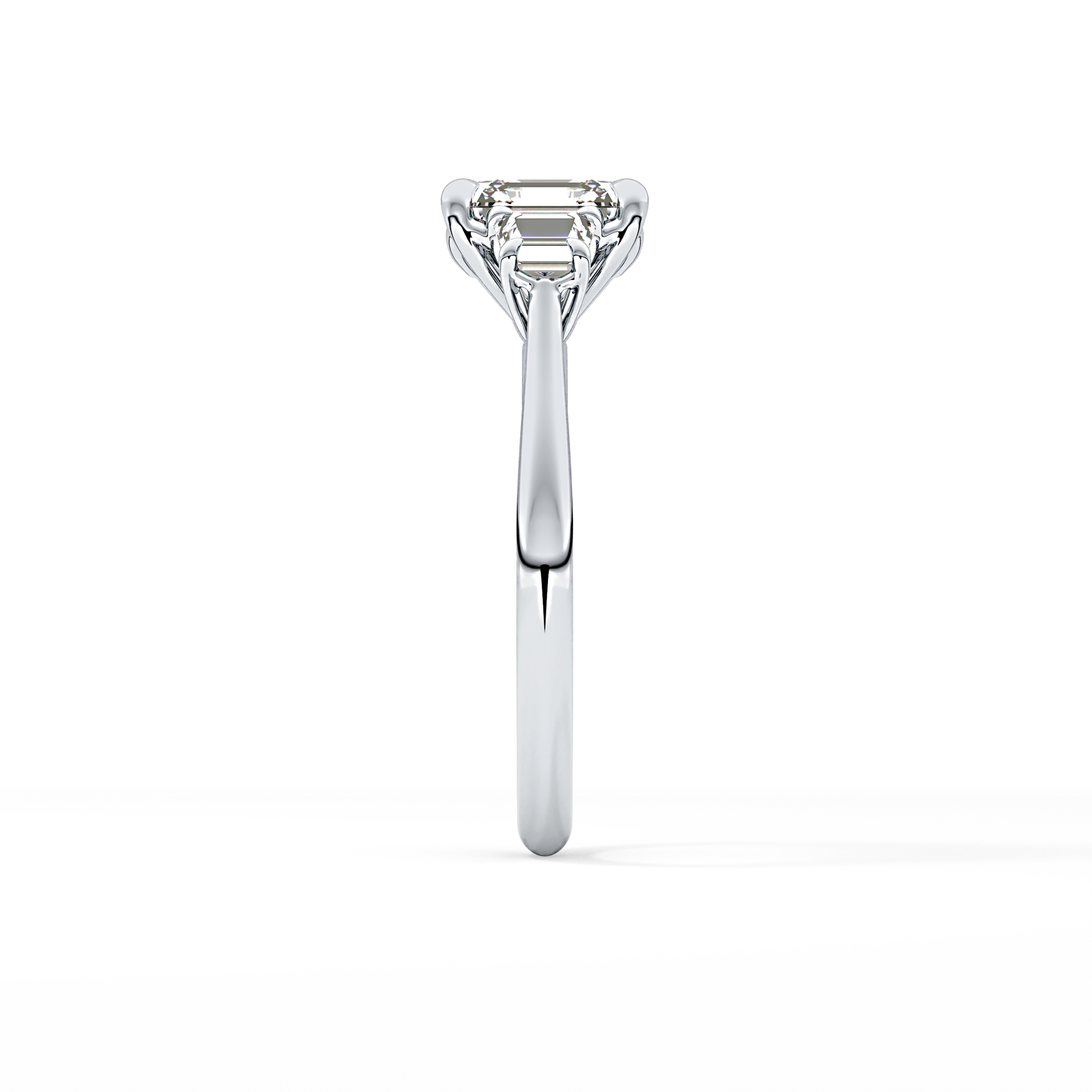 Asscher Three Stones Lab Grown Diamond Engagement Ring