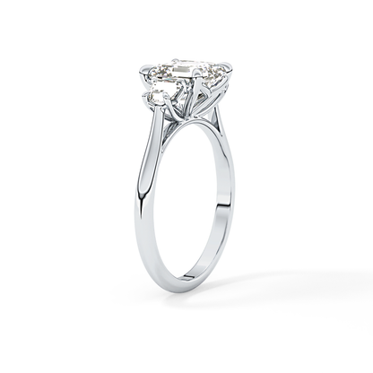 Asscher Three Stones Lab Grown Diamond Engagement Ring