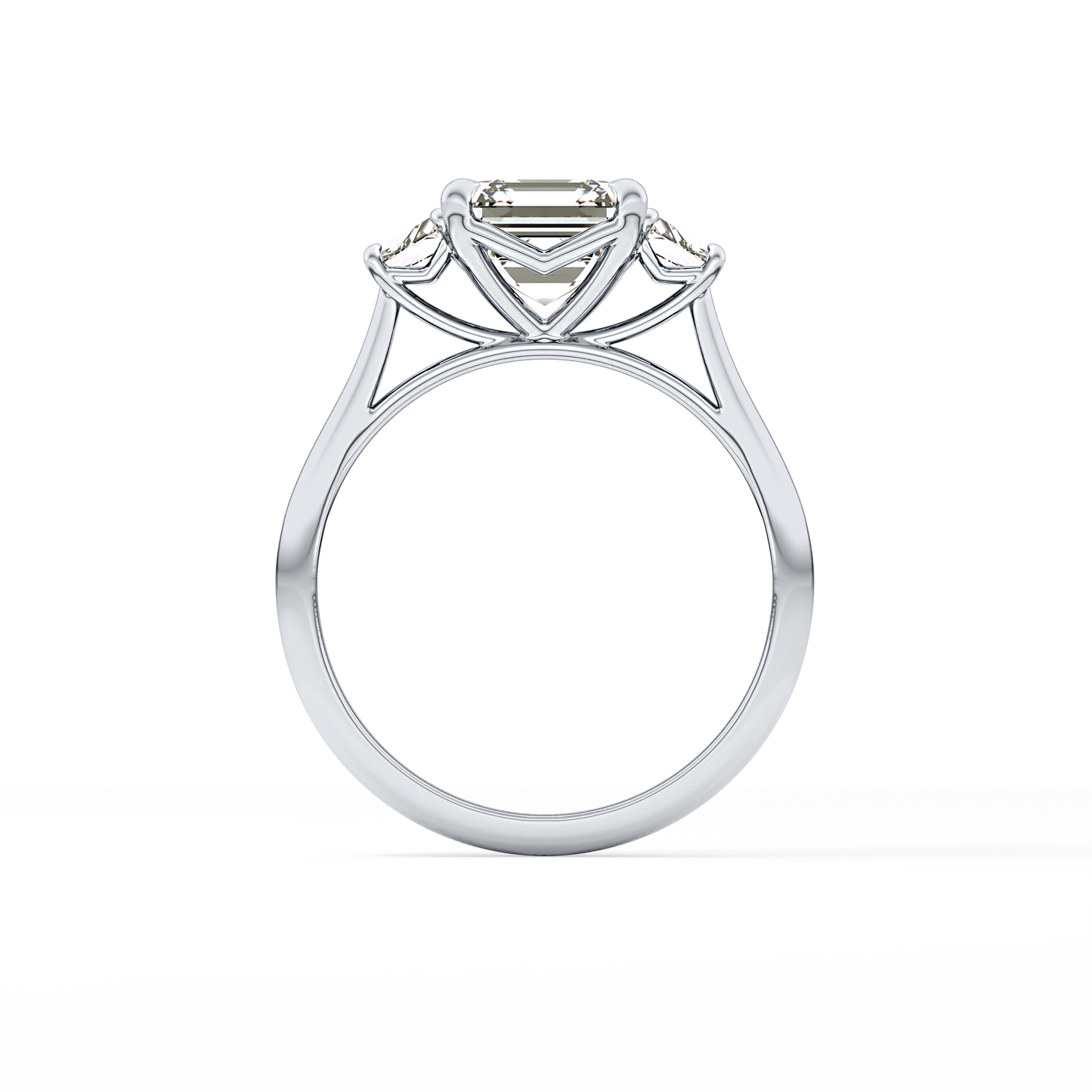 Asscher Three Stones Lab Grown Diamond Engagement Ring