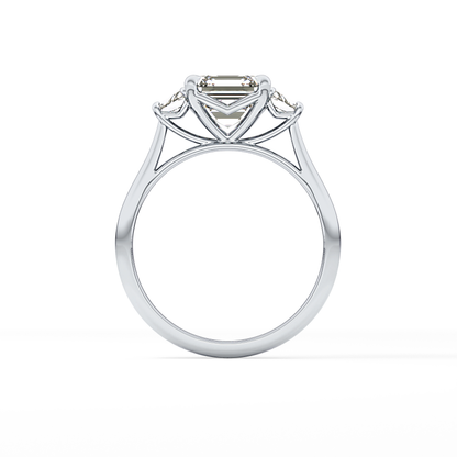 Asscher Three Stones Lab Grown Diamond Engagement Ring