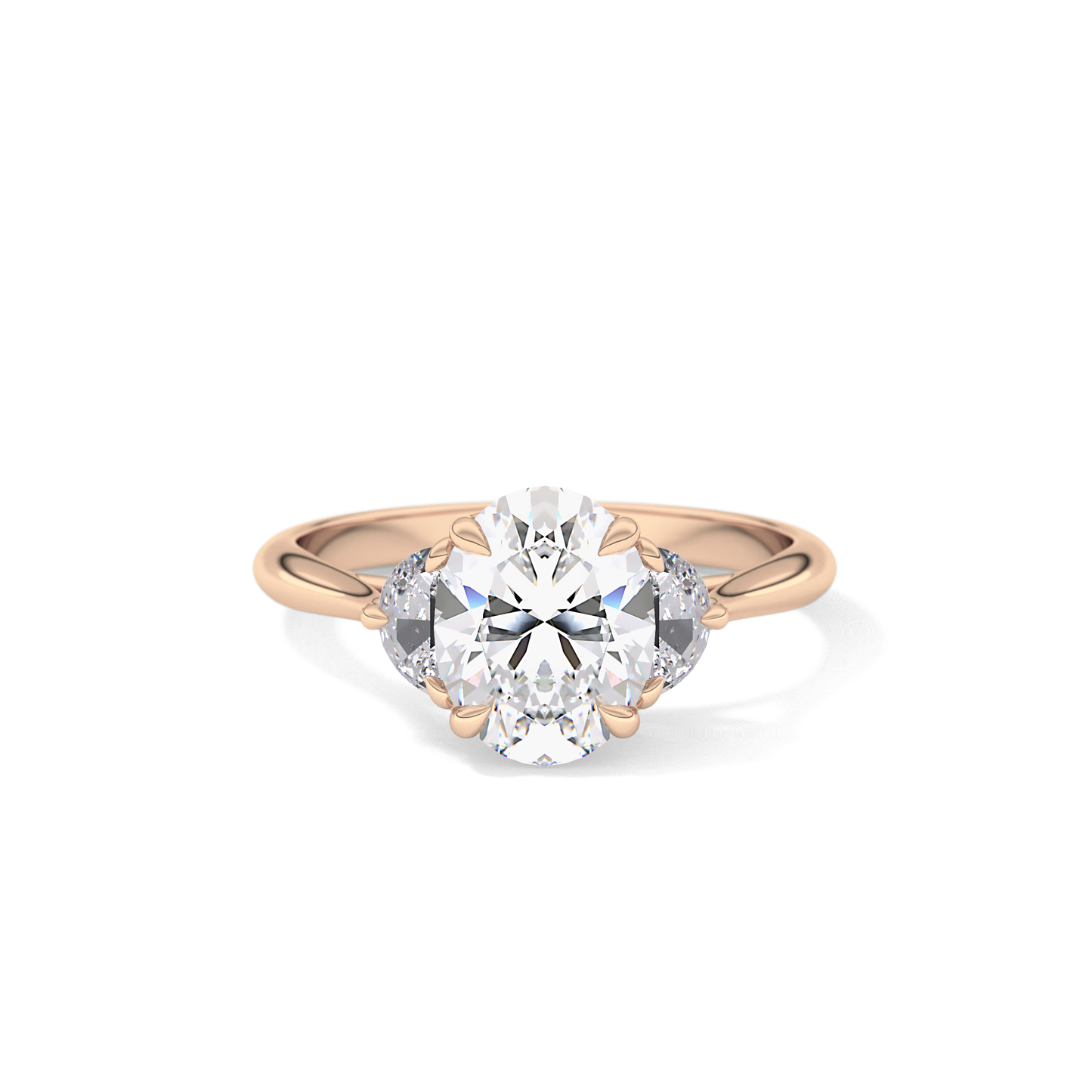 Oval Three Stone Lab Grown Diamond Engagement Ring