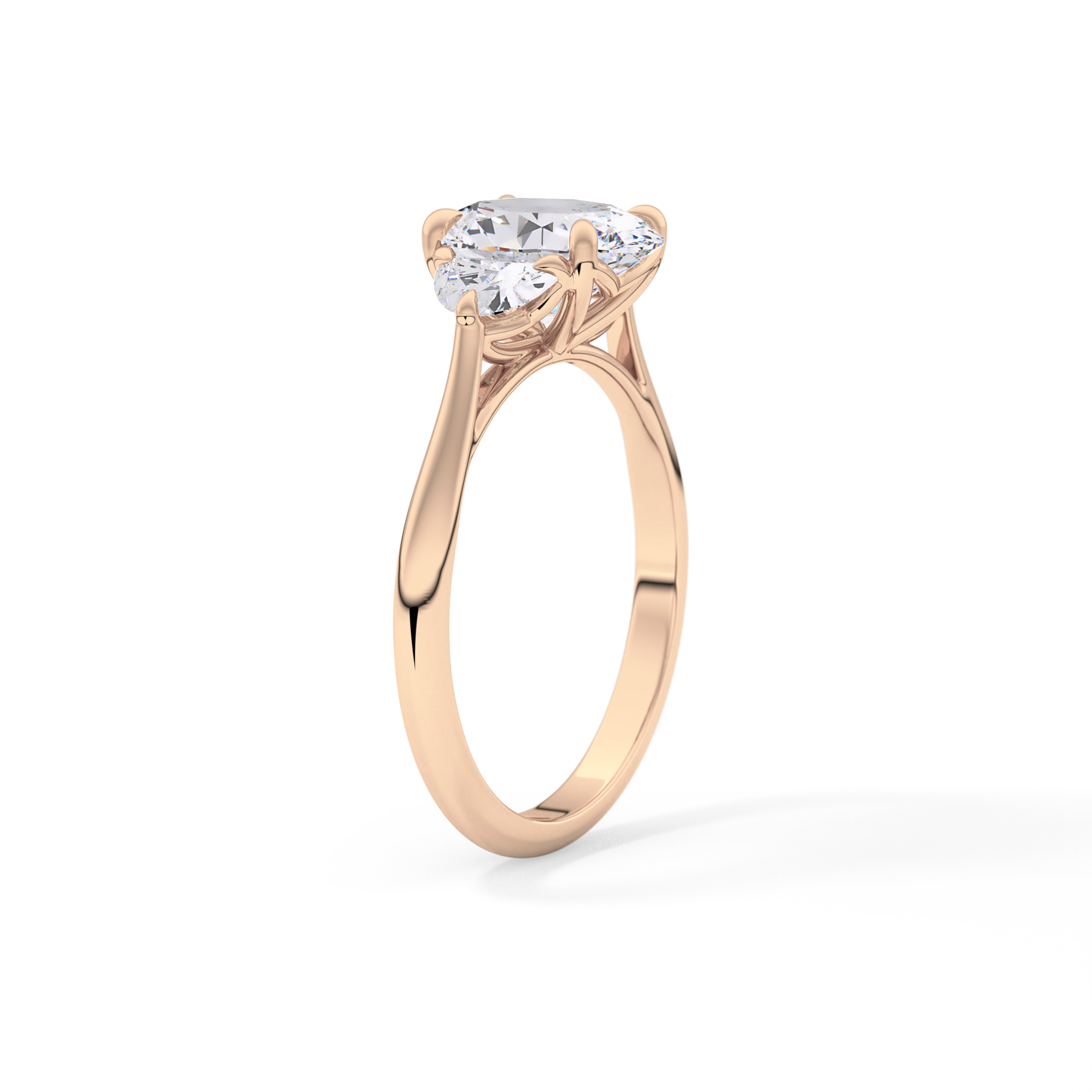Oval Three Stone Lab Grown Diamond Engagement Ring
